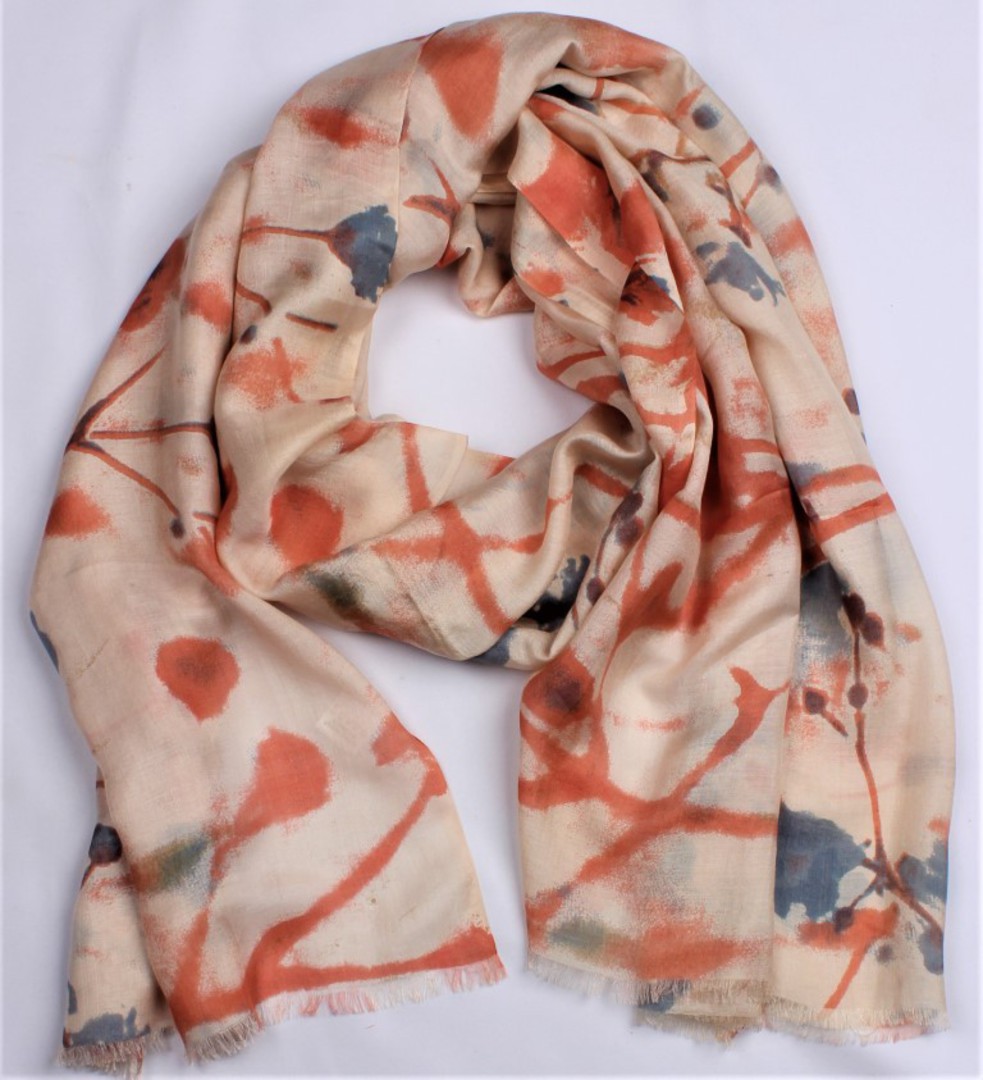 Alice&Lily beautiful silk mix scarf in evening sky pink multi print Style : SC/SKY PINK image 0
